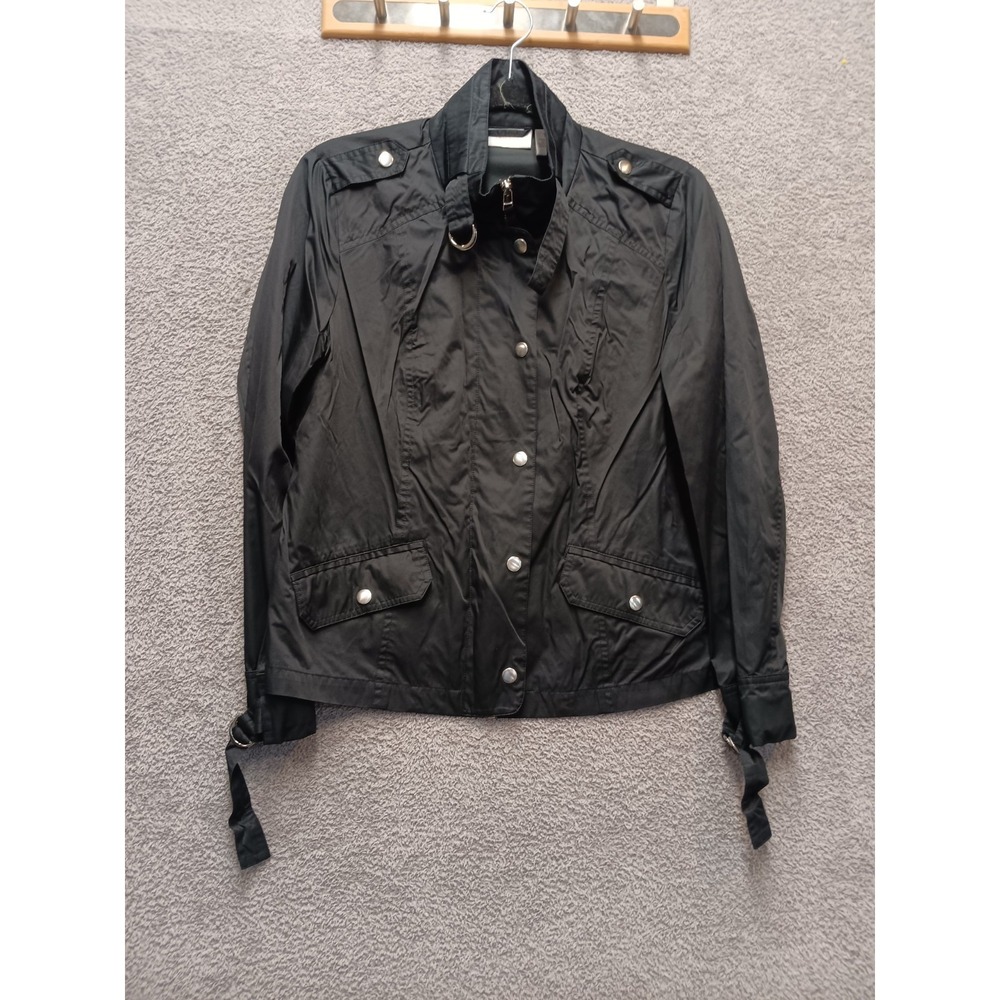 Chico's Women's Black‎ Windbreaker Utility Jacket Size 1